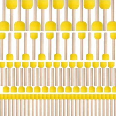 Juego de pinceles esponjosos redondos, disponibles en 5 tamaños, con mango de madera, desechables, herramientas de pintura con sello DIY, manualidades, útiles escolares, artículos esenciales de invierno, Día Nacional de Arabia Saudita, cumpleaños, vacaciones, Año Nuevo, Día de San Valentín, regalos para novio/novia, adultos