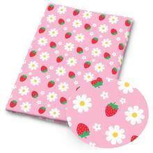 1 tấm vải chần bông in hình dâu tây - Kích thước 59 x 19,68 inch (150 x 50 cm) - Vải polyester cắt sẵn với họa tiết dâu tây màu hồng pastel - Thích hợp cho may vá DIY, làm sổ lưu niệm, khăn trải bàn và các sản phẩm thủ công. - quả dâu - Xem 5