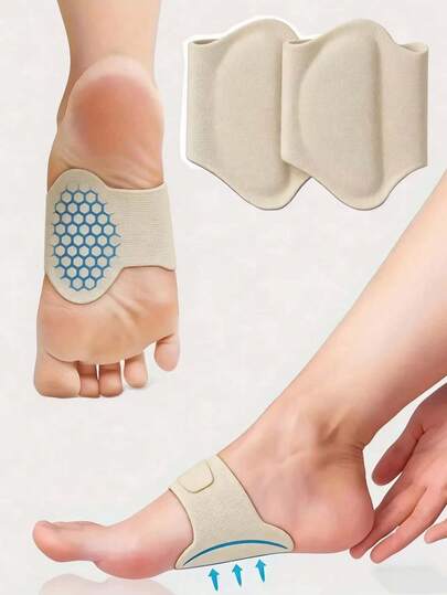 QKC 1 Pair/2 Pairs Arch Support Insoles, Suitable For Men And Women, Built-In Silicone Pad, Sports Design Applicable To Shoes And Footwear