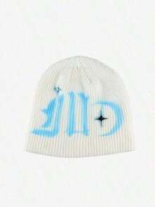 1pc Graffiti Street Style Knit Beanie, Warm And Fashionable Casual Versatile Men's Hat QYXG - 月亮和星星針織帽 - 查看 3