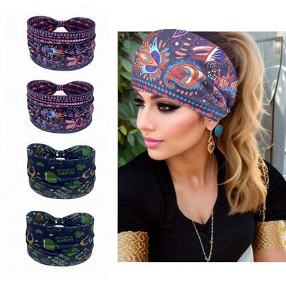 这款圣帕特里克节发带可用于装饰爱尔兰节日派对，饰有三叶草图案。适合瑜伽、运动和日常佩戴。女士发带，发饰，发带，夏季，发饰。