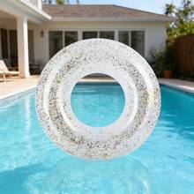 1pc Transparent Sequin Swimming Ring, Adult Transparent Inflatable Cute Underarm Thick Circle Large Buoyancy Swim Ring - Clear - View 38