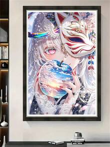 1件套5D钻石画DIY套装，动漫女孩艺术，适合初学者和成人，手工创意闪亮圆形钻石装饰，送给家人和朋友的最佳礼物，适用于家居、客厅、卧室、厨房、办公室、咖啡厅墙面装饰。 - 圓鑽 - 查看 5