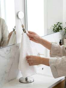 2pcs Automatic Retractable Towel Rack - No-Drill Wall Mounted Towel Holder With Strong Tension Clips, Self-Adhesive Space-Saving Hanging Organizer For Bathroom & Kitchen, Home & Hotel Use - Multicolor - View 9