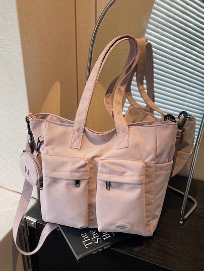 New Fashionable Classic Versatile Multi-Pocket Shoulder Tote With Coin Purse College-Style Large-Capacity Commuter Crossbody Bag Perfect For Young Women And College Students Ideal For Work, Commuting, Shopping, Travel, And School