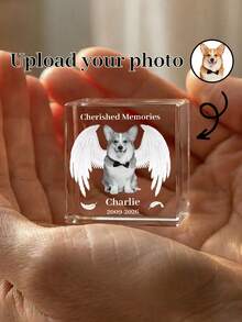 Custom Pet Angel Wings Crystal Memorial Ornament,Personalized Photo Name Pet Memorial Cube,Pet Loss Memorial Crystal Tile,Customizable Pet Memorial Plaque, Crystal Material,Angel Wings Design,Personalized Name Photo Custom,Pet Owners,Pet Lovers,Gift Buyers,Pet Supplies Lovers,Home Decor Lovers,Pet Memorial Service,Pet Funeral Arrangement,Home Display,Gift Gifting,Pet Memory,Memorial Ceremony,Daily Display,Holiday Mourning,Pet Grave Decoration,Pet Memorial Day,Pet Memorial Day - White - View 4