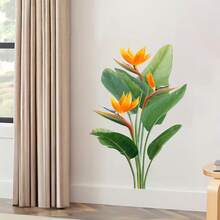 1pc Artificial Orchid Wall Sticker, Tropical Floral Wall Decor Sticker, Self-Adhesive 3D Green Plant Atmosphere Decoration Sticker - Multicolor - View 7