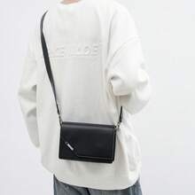 男士时尚百搭方形翻盖斜挎包，小巧的邮差包，休闲单肩包，适合通勤、返校、父亲节、情人节礼物 - 彩色 - 查看 1