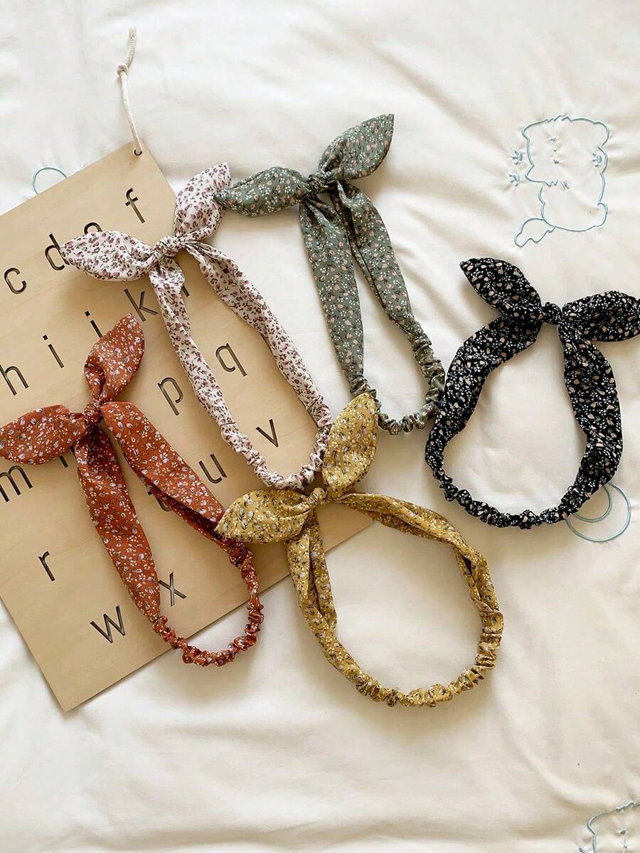 1pc V-Shaped Print Casual Bohemian Woven Fabric Waist Bow Headband, Suitable For Long-Term Use In Large Quantities - Floral Multicolor - View 1
