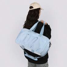 防水尼龙旅行包，大容量周末旅行包，多口袋设计，干湿分离健身手提包，轻便过夜包，男女通用 - 彩色 - 查看 7