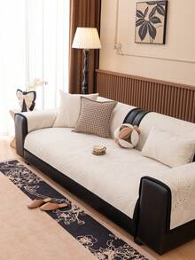 1pc Chenille Breathable Sofa Cushion, Luxury Minimalist Sofa Cover, Dust-Proof Anti-Slip Anti-Scratch, Protect Sofa, Fade-Resistant, Suitable For Bedroom Living Room Study, All Seasons - White - View 3