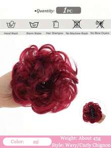 Claw Clip Messy Bun Ponytail Messy Hair Bun Extensions Wavy Curly Chignon Synthetic Tousled Updo Hairpieces For Women Girls - Multicolor - View 11