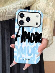 1 件装“Amore”艺术设计手机壳，适用于 17 Pro Max，兼容 16 Pro Max、15 Pro Max、14 Pro Max，韩式时尚趣味手机壳，也适用于 11/12/13/14/15/16 Pro Max Plus，优雅设计男女皆宜，是圣诞节、情人节、复活节、婚礼季和生日送给女友的理想礼物。 - 淺藍色 - 查看 3