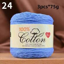 3-Pack Premium 100% Cotton Yarn, Soft & Cozy, Suitable For Handmade Sweaters, Scarves, Hats, Jackets, Vests, Shawls, Cushions, Etc. 3 Skeins X 75g = 225g - 75g Cotton - View 19