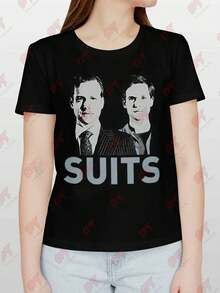Suits TV Show Harvey Mike Faces Licensed T-Shirt - Black - View 1