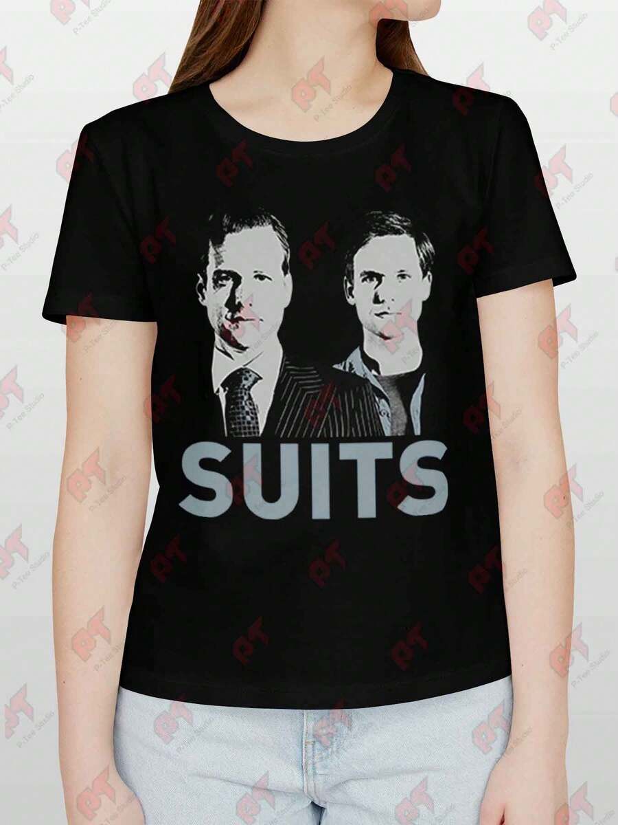 Suits TV Show Harvey Mike Faces Licensed T-Shirt - Black - View 1