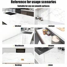 1 Roll Marble Waterproof & Oil-Proof Self-Adhesive Wall Sticker, Heat Resistant, Anti-Stain, Indoor Decorative Wallpaper, Removable - Marble - View 9