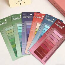 6pcs/7pcs Gradient Color Sticky Notes - Transparent PET Index Tabs With Ruler, Essential For Back To School - Multicolor - View 14