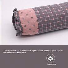 Almohada de trigo sarraceno de cuello redondo almohada cervical para dormir de lado y espalda con funda extraíble lavable 16 x 4 pulgadas gris - Gris - Ver 5