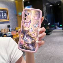 1pc Wavy Butterfly Camera Protection Shockproof Phone Case, UV Printed Suitable For Galaxy/////MOTO/ Android Models - Pink - View 4