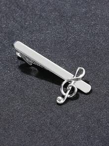 1pc Fashion Creative Music Note Tie Clip, Men's Business Shirt Necktie Accessory - Silver - View 5