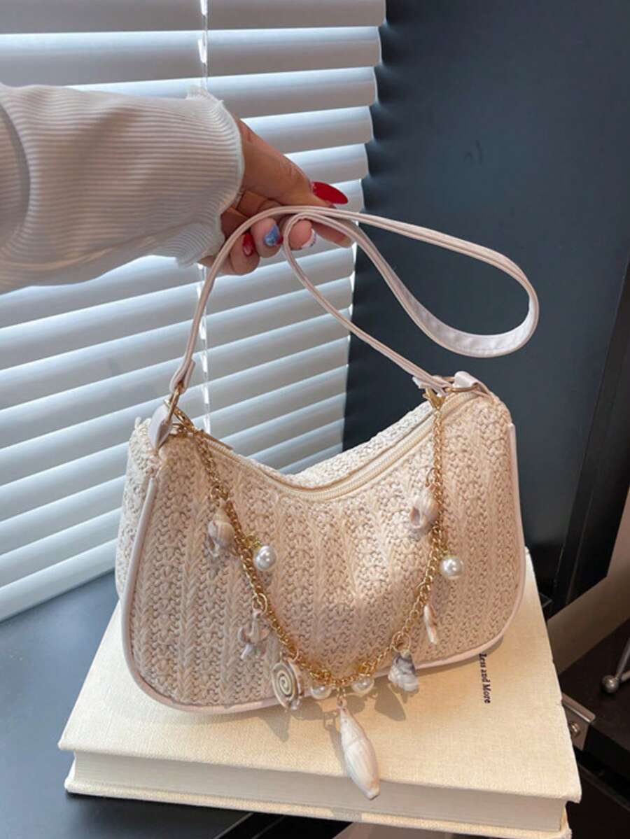 New Minimalist Textured Women's Bag, Shoulder Crossbody Handbag Tote Small Square Backpack, Casual Commute Student Daily Lightweight Durable Niche Design Fashion Bag - Multicolor - View 1