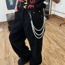 Men's And Women's Universal Punk-Style Belt With Chain, Multi-Layered Beaded Pearl Wallet Chain, Denim Accessory Jewelry - Multicolor - View 2