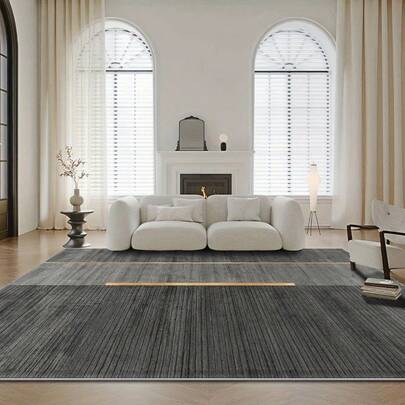 1 قطعة سجادة فاخرة حديثة بتصميم هندسي بخطوط ذهبية على لون رمادي. مصنوعة من مادة الأحبال الحريرية بوزن تقريبي 850 جرام وسمك 0.6 سم. السجادة مقاومة للتآكل، مانعة للانزلاق وسهلة التنظيف. متوفرة بأحجام متعددة. مناسبة للمطبخ/غرفة المعيشة/غرفة الطعام/غرفة النوم/الشرفة/الحمام/المكتب وغيرها من الأماكن. الخيار المثالي لديكور المنزل.