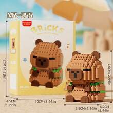 Small Particle Building Blocks, Educational DIY Interactive Toys - Single Box Beach Piglet Series [Random Style] - Multicolor - View 1