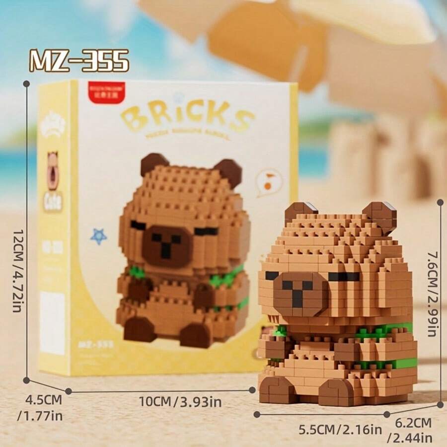 Small Particle Building Blocks, Educational DIY Interactive Toys - Single Box Beach Piglet Series [Random Style] - Multicolor - View 1