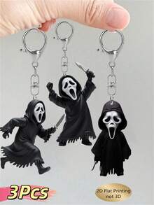 可爱卡通钥匙扣，2D亚克力背包钥匙扣（非3D立体造型），适用于背包、手提包、汽车钥匙扣及日常使用，恐怖吊坠，情侣礼物的最佳选择，送给家人和朋友的完美礼物，万圣节、圣诞节和复活节装扮用品 - 彩色 - 查看 14