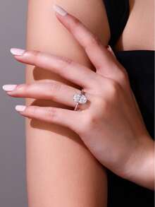Nhẫn Moissanite bạc 925, không gây dị ứng, nhẫn đính hôn/cưới, thiết kế tối giản tinh tế, phù hợp đeo hàng ngày, quà tặng cưới/kỷ niệm/sinh nhật, kèm hộp quà và giấy chứng nhận. - Bạc - Xem 4