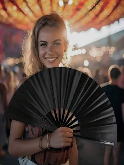 1pc/Large Elegant Black Folding Hand Fan With Sound - Nylon Fabric, Nostalgic Design For Kung Fu, Tai Chi, Dance And Sports Performances - The Perfect Gift For Men And Women,Outdoor,Garden,Travel Essentials,Portable Essentials,Beach Essentials,Graduation Season,Commencement,Graduation Ceremony,Graduation Gift,Graduation Present,Graduation Gift,Graduation Present,Congrats Grad,Congratulations Graduate,Valedictorian,Finish School,Graduation Party,Outdoor Essentials,Travel Portable,Hiking Essentials,Camping Essentials,Portable Tools,Summer Essentails,Summer Portable