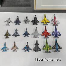 18pcs Fighter Plane Model Toys, Suitable For Aviation Enthusiasts, Boys Birthday Holiday Gift, Desktop Decor - Light Grey - View 6