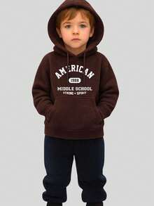 Children's Printed Fleece Set - Sweatshirt And Pants - Flannel - 鏽棕色 - 查看 2