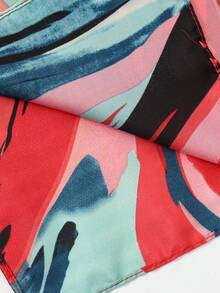 1pc Women's Faux Silk Robe With Matching Faux Silk Scarf Set - Multicolor - View 2