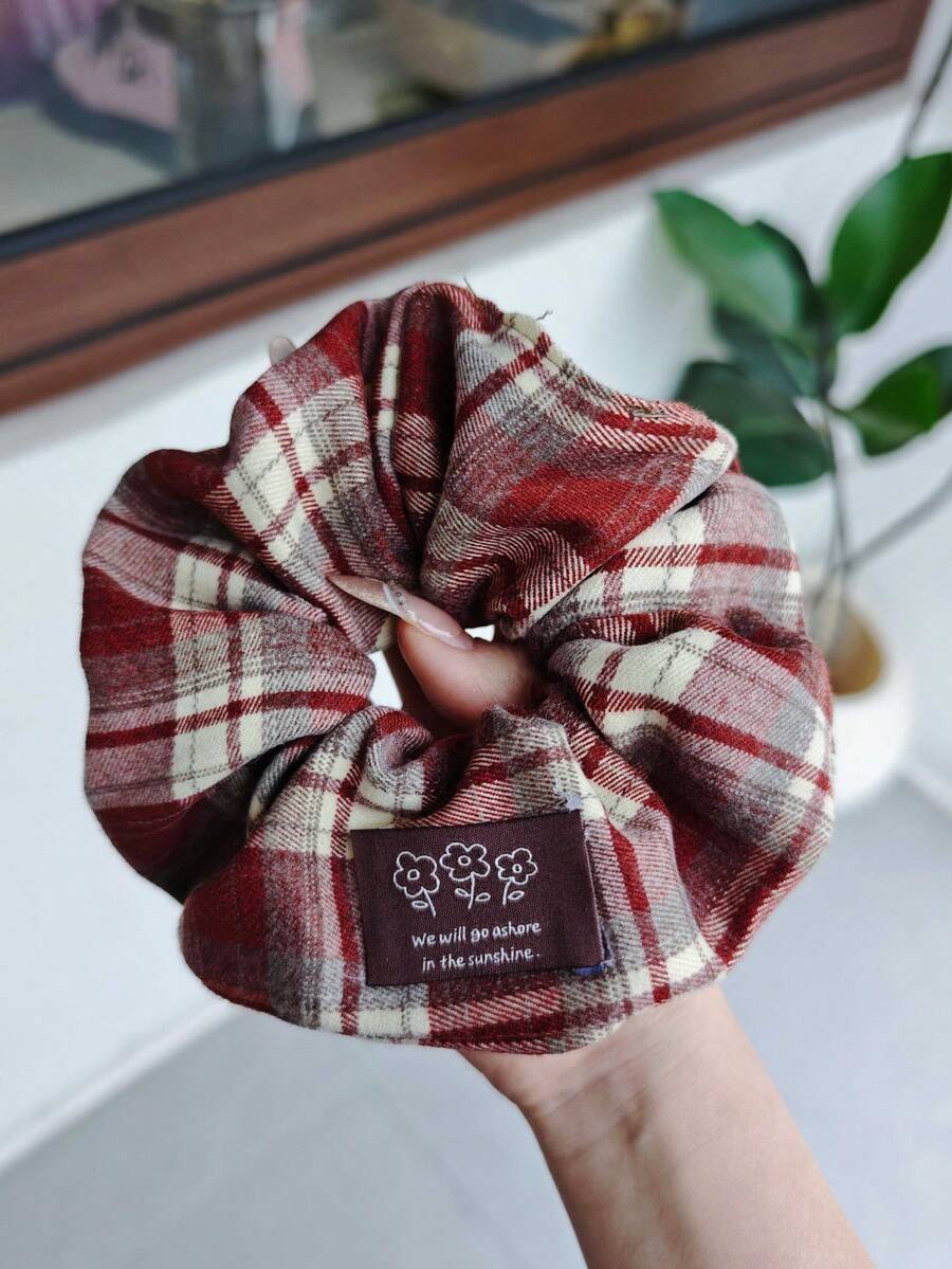 1个休闲涤纶纤维发圈，四季皆宜 - 棕色 - 查看 1