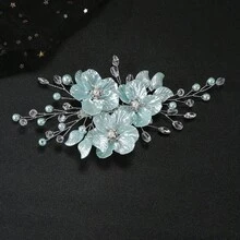 1/2/3pcs Women's Handmade Pearl Flower Hair Clips, Bridal Accessories For Wedding Season - White - View 2