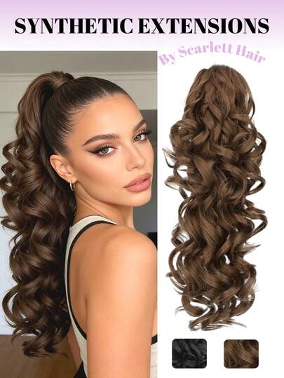 16 Inch Long Wavy Ponytail Hair Clip, Suitable For Women's Parties, Festivals, Music Festivals, Party Accessories, Suitable For Daily Wear, Hair Salons, Cosplay, Weddings, Y2K, Lolita, JK Style, Suitable For Fine Hair, Beginners And All Skin Tones, Hair Decoration