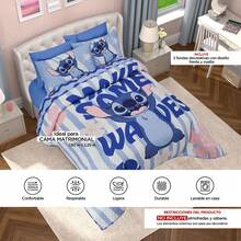 PROVIDENCIA Disney Stitch Waves Double Quilt - Royal Blue - View 10
