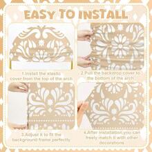 Wedding, Arch Backdrop, 3 Pcs Mexican Arch Backdrop Cover Set 4FT 5FT 6FT Backdrop Stand Cover Stretchy Arch Stand Covers Mexican Theme Talavera Wedding Shower Birthday Party Decoration (Brown) - Brown - View 4