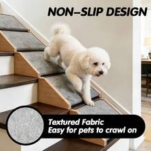 Wooden Pet Stairs – Felt Surface – Non-Slip Dog Cat Steps – 30cm – For Bed Sofa – Small Medium Pets - Khaki - View 5