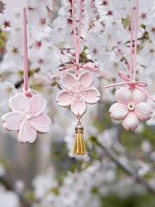 Molde colgante de silicona con diseño de flor de cerezo 3D para velas, resina epoxi, arcilla, jabón aromático, clip de ventilación de coche, pegatina de refrigerador, expansión de armario, piedra, yeso, decoración de taza de vela, regalo hecho a mano, molde de colgante - molde de silicona blanco - Ver 2