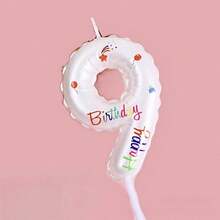 1件白色蕾丝，彩色手绘生日快乐数字0-9，生日周年纪念庆祝派对蛋糕装饰蜡烛，适用于节日庆典、烘焙装饰、成人礼物、生日周年纪念日和其他节日活动 - 白色印花蕾絲 - 查看 12
