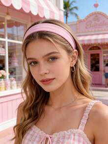 6pcs Solid Color Elastic Headbands, Suitable For Sports And Casual Use Summer Hair Accessories Beach Claw Clips Vacay Hair Clips - Multicolor - View 8