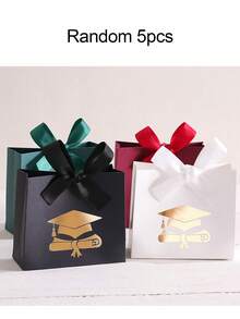 5/10个装毕业糖果盒，男女皆宜的礼物 - 毕业帽礼品袋，毕业派对回礼糖果盒，带领结桌面装饰，适合2026届毕业生，金色文凭图案，红色、白色、黑色、绿色 - 畢業帽 - 查看 15