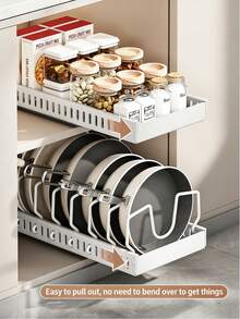 1pc Kitchen Pot Pan Lid Organizer Rack - Space-Saving Expandable Storage Shelf With Pot Lid Holder, Utensil Rack And Draining Board - Multicolor - View 12