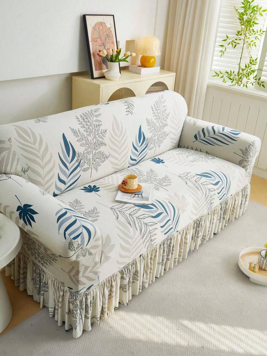 1 pièce Housse de canapé imprimée de fleurs en soie de lait, housse de canapé décorative élastique antidérapante pour canapé 1/2/3/4 places, résistante aux animaux de compagnie, colorée, convient pour le printemps, l'été, l'automne et l'hiver