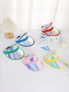 1pc Candy-Colored Sun Hat, Oversized Brim Sports Open-Top Hat, Party Sun Hat, Decorative Hat, Waterproof And Sun-Proof Hat, Holographic Sun Hat, Suitable For Summer Parties, Travel, Beach, Vacation, Holiday Gift For Women, Travel Gift - Laser Version - View 2