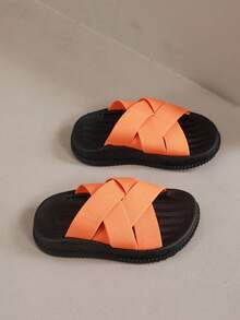 Sandalias planas cómodas con suela blanda y banda elástica para niños - Naranja - Ver 3